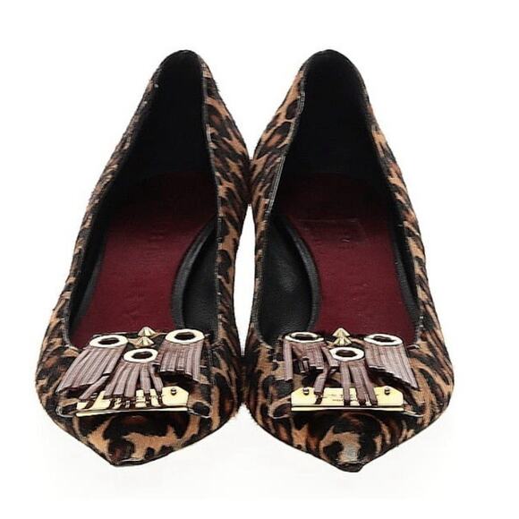 BURBERRY Animal Fur Gold/Leather Toe Tassel Accent EU 38/US 7.5-8 - Picture 1 of 11